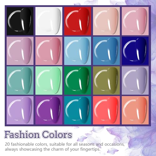 JODSONE KIT-15 33 Pcs Gel Nail Polish Kit with UV Lamp, Base/Top Coat, 20 Colors, Manicure Tools