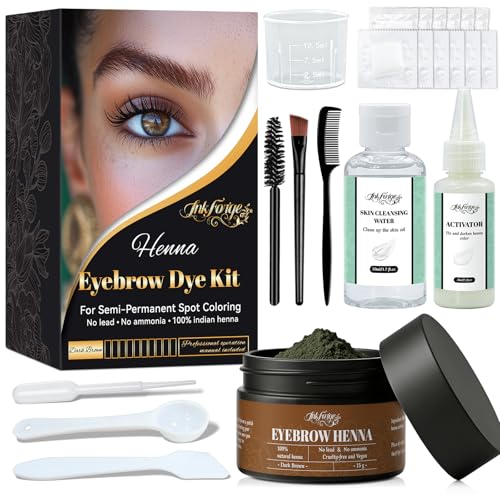 Henna Eyebrow Tint Kit - Professional Smudge-Proof Color Dark Brown