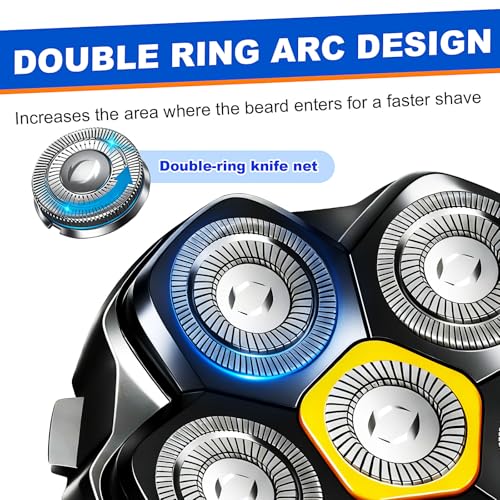 Magnetic 6 Blades Head Shaver Replacement Heads for Many 6D Magnetic Electric Razor,Magnetic 6D Blade Head Compatible with Head Shavers for Bald Men. (2PCS)