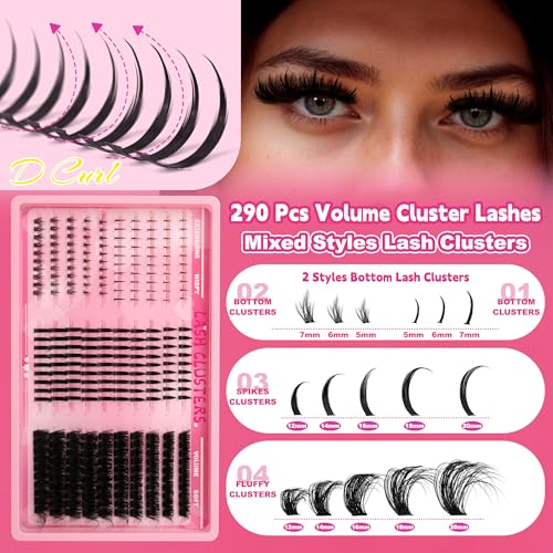 Wispy Cluster Lashes 290PCS - Spiky Volume Eyelash Extensions