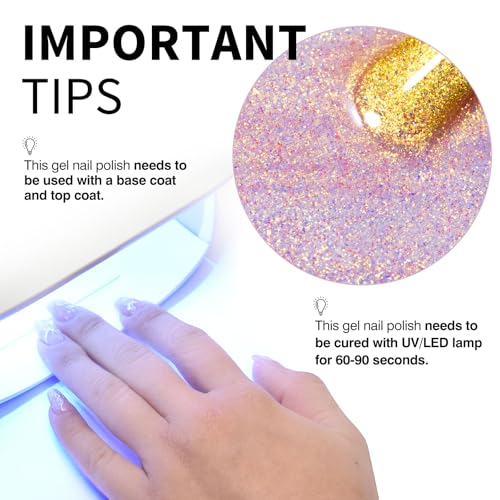 CANNI Aurora Purple Blue Gold Glitter Gel Nail Polish Set - 8 Color 9ml UV LED Soak Off