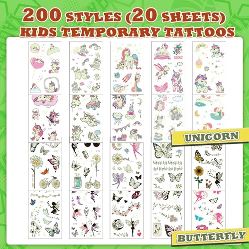 200PCS Glow in the Dark Temporary Tattoos for Kids