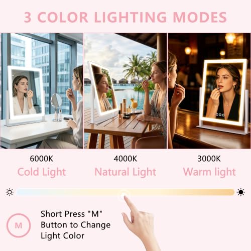 Lighted Vanity Mirror 16.7" w/ 180 LEDs & 10X Magnifier