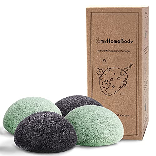 myHomeBody Natural Konjac Facial Sponges - Charcoal & Aloe