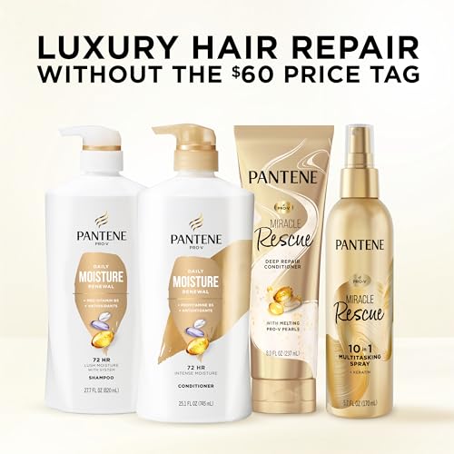 Pantene Conditioner, Daily Moisture Renewal - Pro-V Nutrients for Dry, Color-Treated, Straight to Curly Hair, 72-Hour Hydration & Softness, Paraben Free, Cleanses, Strengthens Bonds, 25.1 Fl Oz