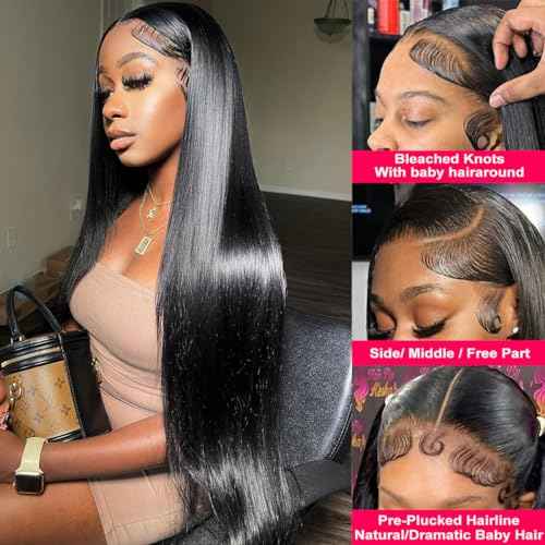 Straight Human Hair Wigs for Women Lace Front Wigs Pre Plucked Glueless 13x6 HD Lace Front Wigs Human Hair 180% Density Straight Frontal Wigs Human Hair 20 Inch