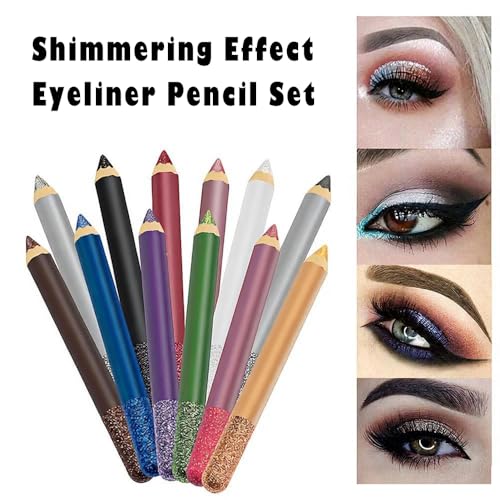 Linble Jumbo Metallic Eyeliner Pencil Set - 12 Colors
