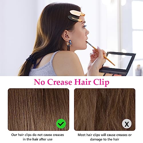 Creaseless Hair Clips Set - Black Pink White Non-Bend Hair Accessories for All Hair Types - 6 Pieces