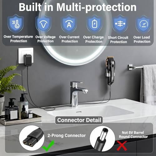 5V Hair Clipper Charger Replacement Compatible with SUPRENT Pro Clipper, Power Cord AC Adapter Fit for SUPRENT PRO Hair Clippers Professional Trimmer Charging Plug Cable DC5V 5VDC