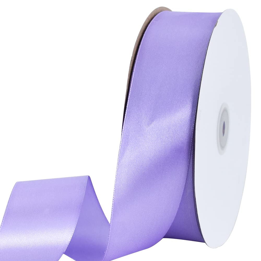 TONIFUL 1-1/2 Inch (40mm) x 100 Yard Lavender Light Purple Wide Satin Ribbon Solid Fabric Ribbon for Gift Wrapping Chair Sash Valentine's Day Wedding Birthday Party Decoration Hair Floral Craft Sewing