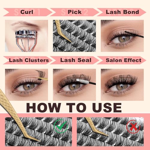 FADVAN Lash Clusters - 156PCS C-Curl Wispy Eyelash Extensions 10-16mm