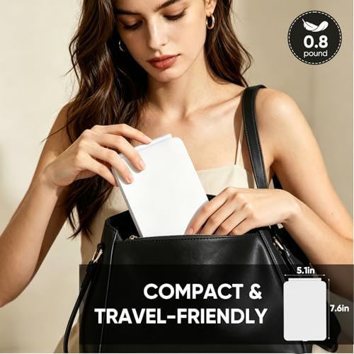 FUNTOUCH Rechargeable Travel Makeup Mirror with 3-Color LED Light