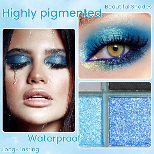 WanTuoluo Light Blue Eyeshadow Palette - Matte & Shimmer