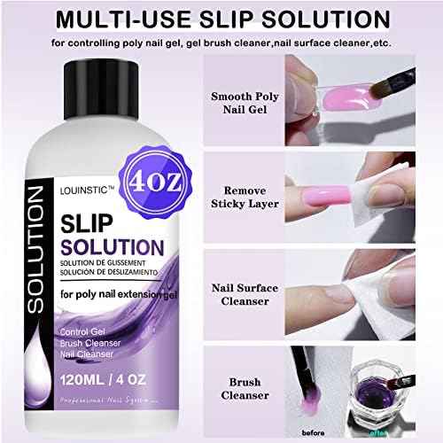 2 bottles Gel Polish Remover & Polygel Slip Solution & Colorful Nail Removal Tools
