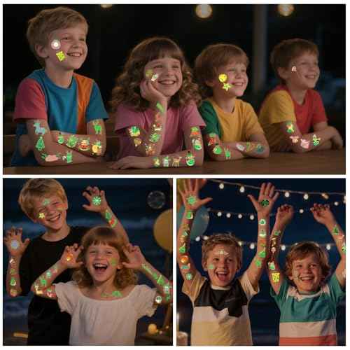 Luminous Christmas Temporary Tattoos for Kids - 110 Pieces Christmas Glow in The Dark Tattoos for Boys and Girls,Christmas Glow Party Favors for Kids Stocking Stuffers and Gifts 10 Sheets