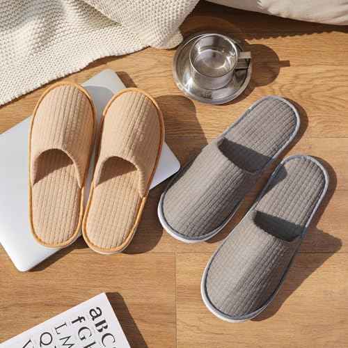 DECOUE 6 Pairs Disposable Slippers for Guest, Non Slip Spa Slides Washable Reusable House Shoes Hotel Indoor Slippers for Women Men, Home,Travel