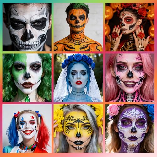 YBUETE 15-Color Face Paint Palette - Water Based, Easy Off