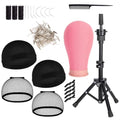 22" Canvas Wig Head Mannequin with Stand & T-Pins Set