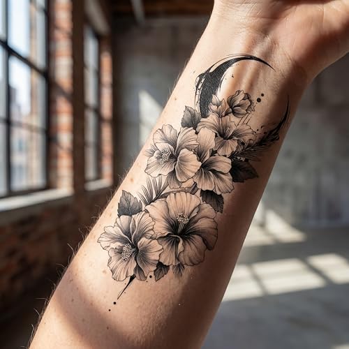 10pcs Black Rose 3D Temporary Tattoos for Women