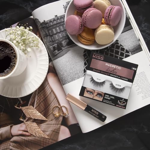 KISS Magnetic False Eyelashes Tempt - Reusable Magnetic Lashes with 5 Magnets, Wind Resistant, Lasts Up To 16 Hours