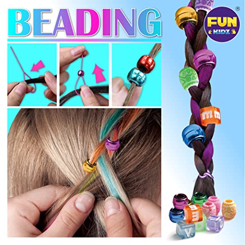 Hair Chalk Kit for Girls with Braiding Beads & Color Clamp