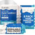 Fomin Hand Sanitizer Wipes - 8 Bags, 15 Sheets Each - Unscented & Biodegradable