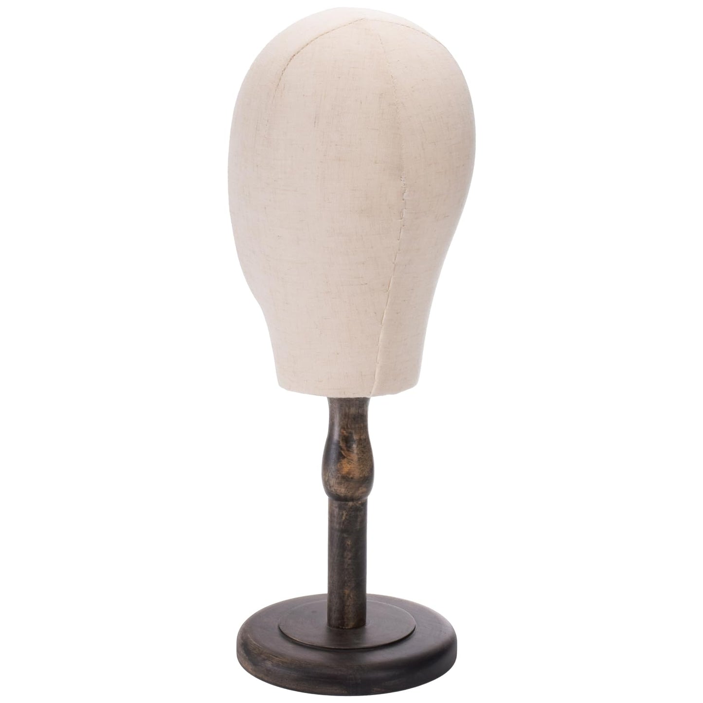 Peohud 21 Inch Mannequin Head, Canvas Wig Stand with Head, Linen Dome Model Head with Detachable Wood Stand for Hats, Caps, Headdress, Wig Making, Headband Display