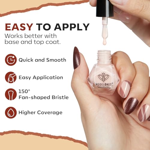 Modelones Fall Nail Polish Set with 6 Colors - Orange Brown Variation