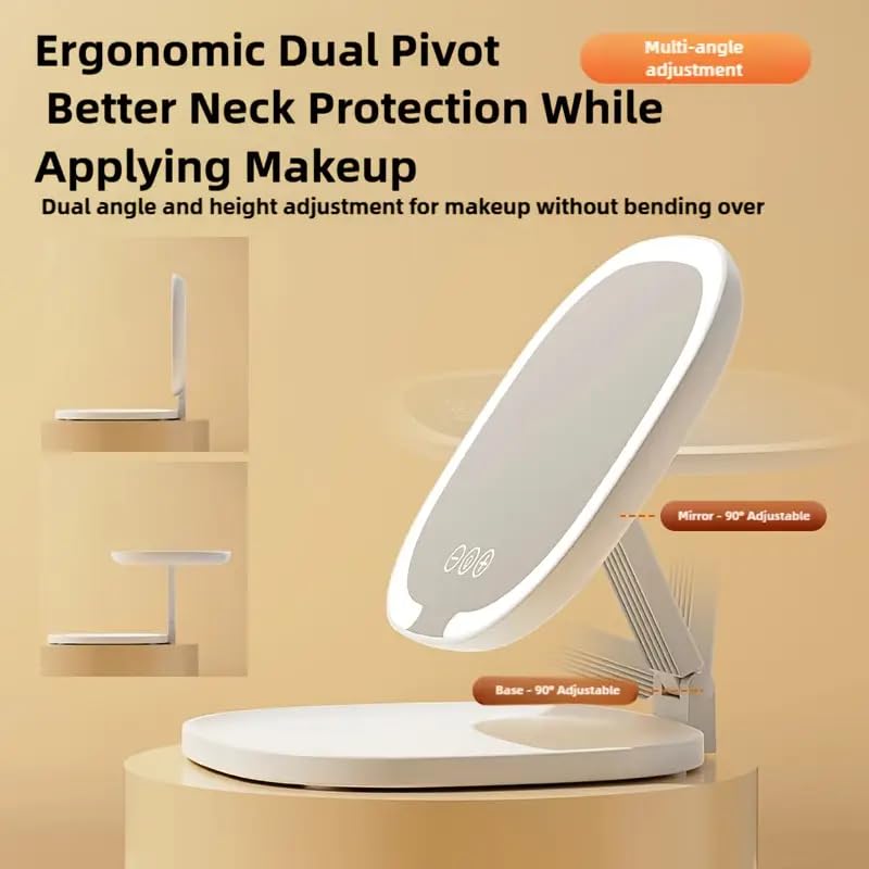 Foldable Travel Mirror with 4K Magnification & 3 Color Lights