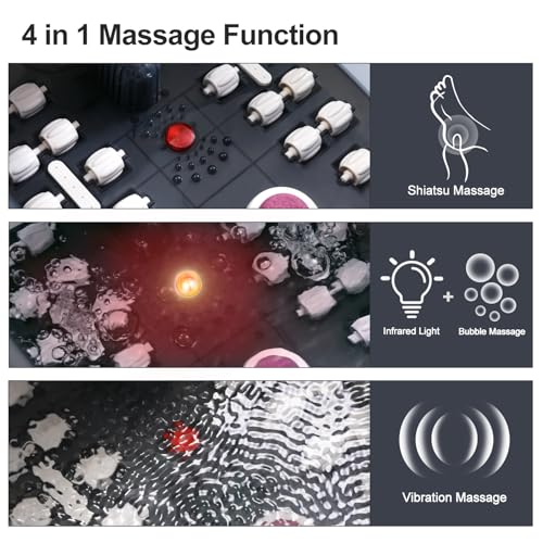 Foot Spa Bath Massager with Heat, Epsom Salt, Bubbles, Vibration and 22 Massage Rollers, Pedicure Tub for Relaxation, Foot Soaker with Red Light and Temp Control