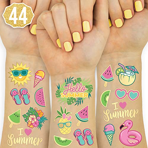 xo, Fetti Summer Pool Party Temporary Tattoos - Glitter styles | Birthday Party Supplies, Beach Party Favors + Tropical Decor