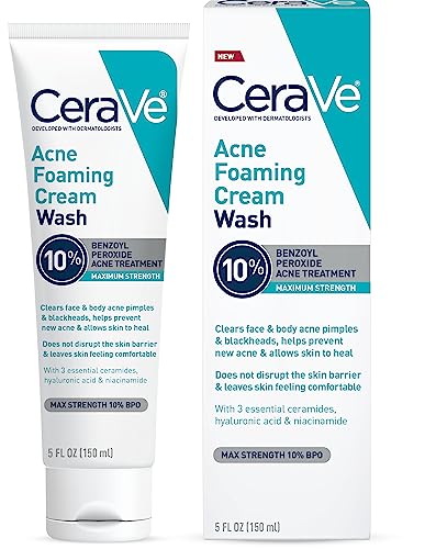 CeraVe Acne Foaming Cream Wash with 10% Benzoyl Peroxide