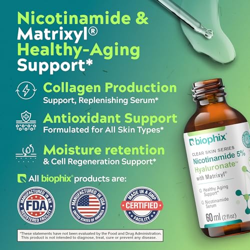 biophix B-3 Nicotinamide Age-Defying Liquid Serum 2 oz - Hyaluronic Acid - Matrixyl ¢ç - Supports Skin Health - Healthy Aging