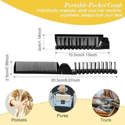 HOFASON 24 Pcs Travel Folding Comb in Bulk, Individually Wrapped Foldable Hair Brush Travel Pocket Mini Hair Comb & Makeup Comb for Women Men Girls Homeless Hotel Shelter Nursing Home Charity Church
