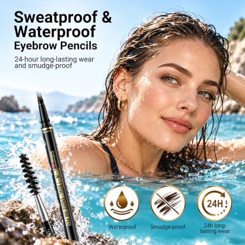 Soleira 2-in-1 Dark Brown Microblading Eyebrow Pen with Brush – 4-tip Micro Pencil