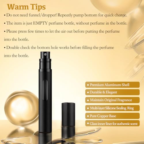 LTBL 2-Pack Black & Dark Blue Travel Perfume Atomizers 10ml Refillable Bottles