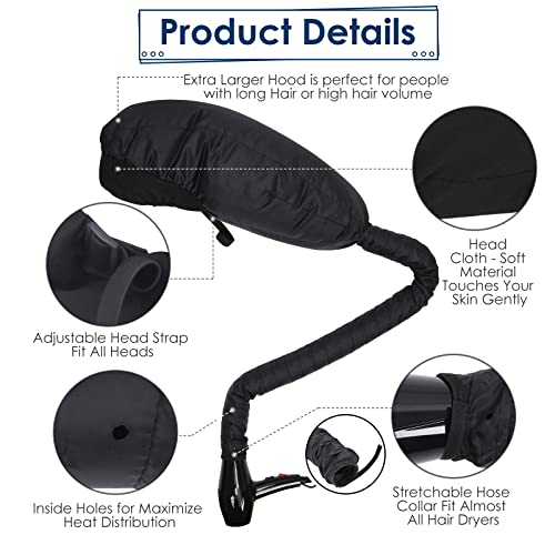Extra Large Hooded Hair Dryer Bonnet with Adjustable Soft Cap for Fast Styling & Deep Conditioning