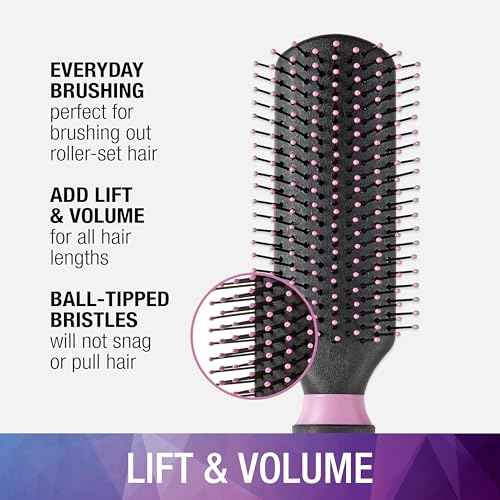 Conair Salon Results Hairbrush - Hair brush for Men and Women - Detangling - suitable for all hair types -features Nylon Bristles - Pink/Black