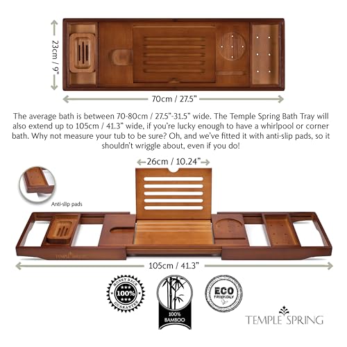 Expandable Bamboo Bathtub Tray with Book Stand