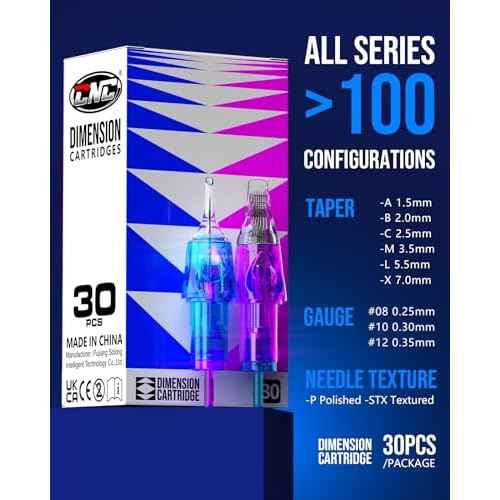 CNC Tattoo Cartridge Needles 30pcs Assorted Needle Round Magnum Cartridges #10 Bugpin 7RM 9RM 11RM 13RM 15RM #1209RM Mixed for Tattooing Supplies EN04B-30KIT-G