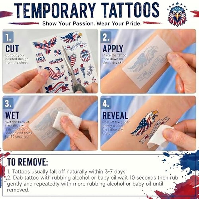 American Flag Temporary Tattoos for 2026 World Cup Fans