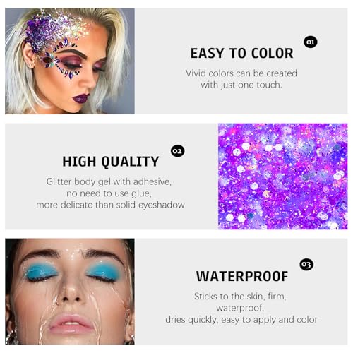 Face Glitter Gel, Hair Shimmer with Sticky Gel, Glitter for Hair DIY and Nails, Cosmetic Shimmer for Festivals Concerts and Parties #Pink