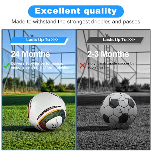 Size 5 Soccer Ball with Pump - Waterproof PU Leather
