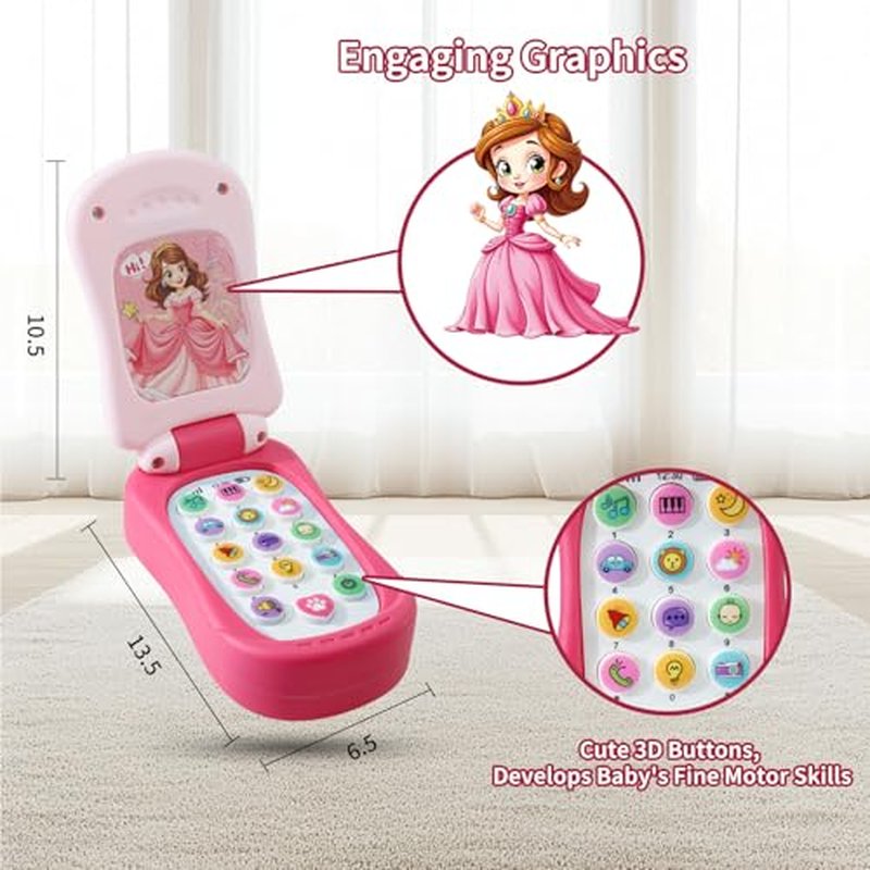FENYAN Toddler Flip Phone Toy with Light & Music for 18 Months+