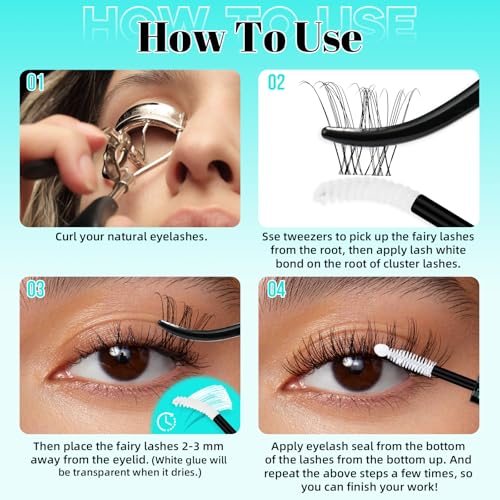 Lash Clusters 160PCS D Curl 8-16mm Invisible Band Eyelashes