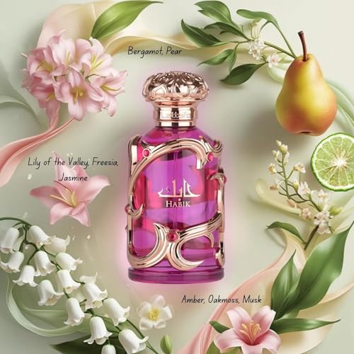 Lattafa Habik Eau de Parfum for Women – Floral Fragrance, 3.4 oz
