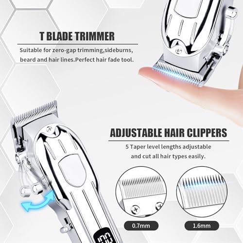 Professional Hair Clippers for Men - Cordless Beard Trimmer Set