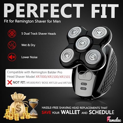 for Remington Balder Pro Head Shaver XR7000, Fit for Remington Balder Pro Replacement Head XR1500 XR1501, Replacement Head Shavers for Bald Men Compatible with Shaver for Men