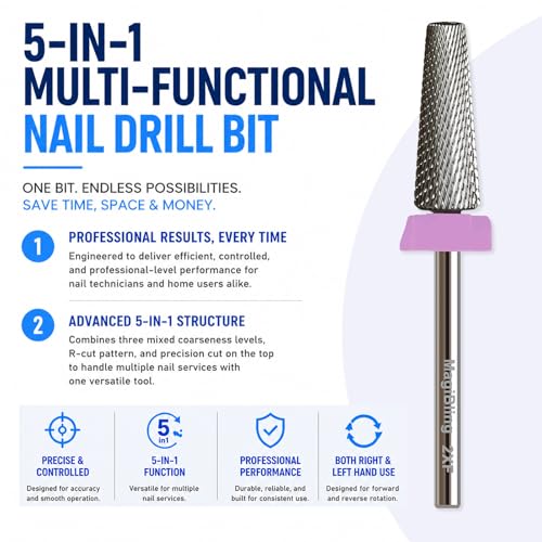 5-in-1 16mm Tapered Barrel Nail Drill Bit - Double Fine Tungsten Carbide