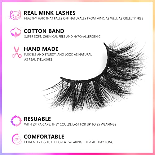 18mm Mink Eyelashes - 3D Fluffy False Lashes (3 Pairs)